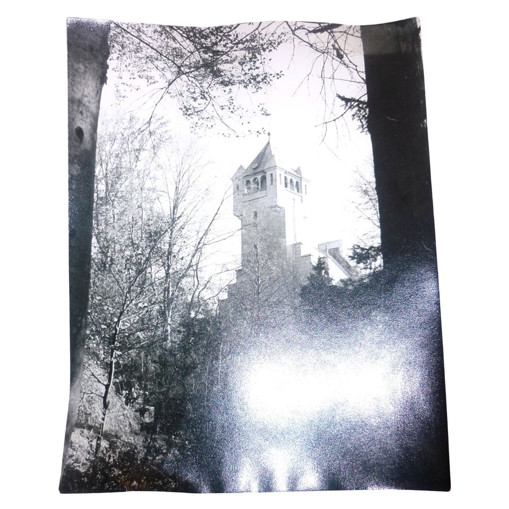 Vintage Photo Architectural Forest Stone Castle Tower Open Arch Gallery View